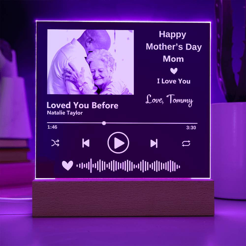 Mother's Day, Personalized with Your Special Song, Photo and Text -Acrylic Plaque