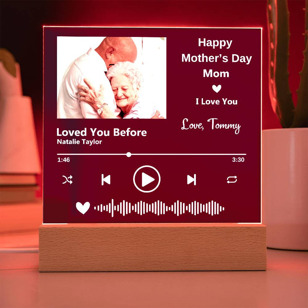 Mother's Day, Personalized with Your Special Song, Photo and Text -Acrylic Plaque