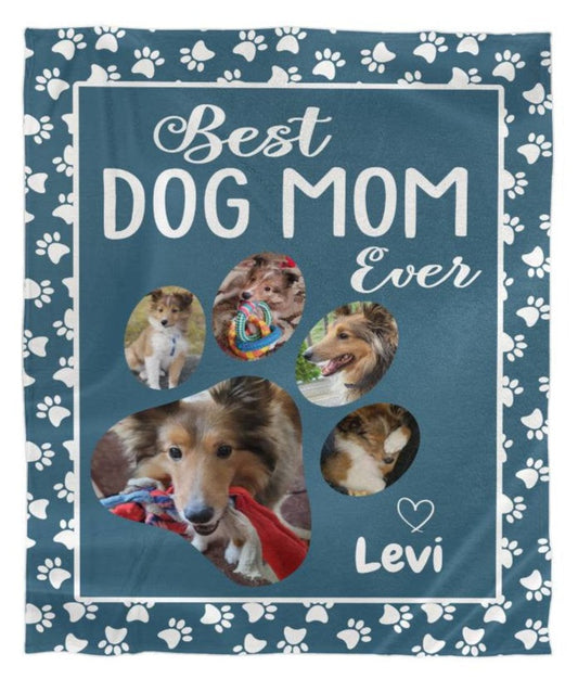 Best Dog Mom Ever, Customized Photo Mink Touch Fleece Blanket