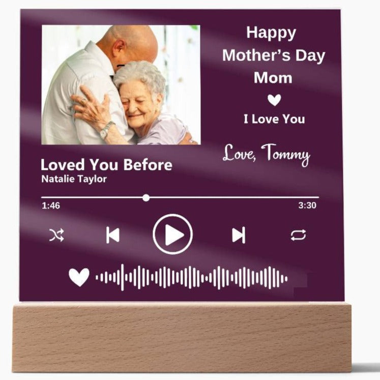 Mother's Day, Personalized with Your Special Song, Photo and Text -Acrylic Plaque