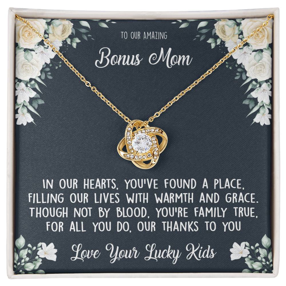 To our Amazing Bonus Mom, In our hearts - Infinite Love Necklace