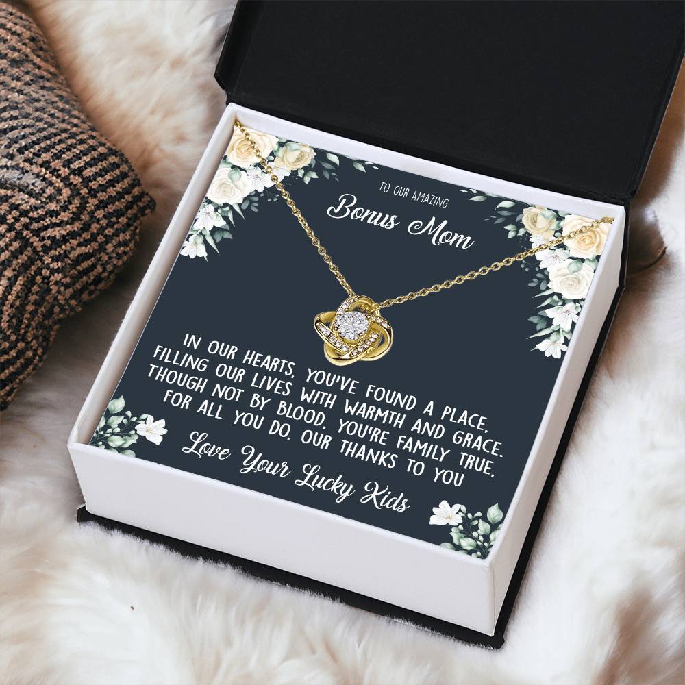 To our Amazing Bonus Mom, In our hearts - Infinite Love Necklace