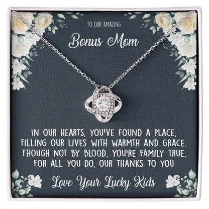 To our Amazing Bonus Mom, In our hearts - Infinite Love Necklace