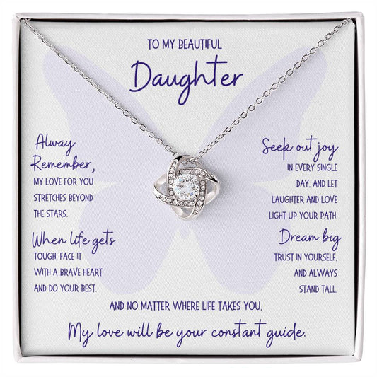 To My Beautiful Daughter, Always Remember Butterfly - Infinite Love Necklace