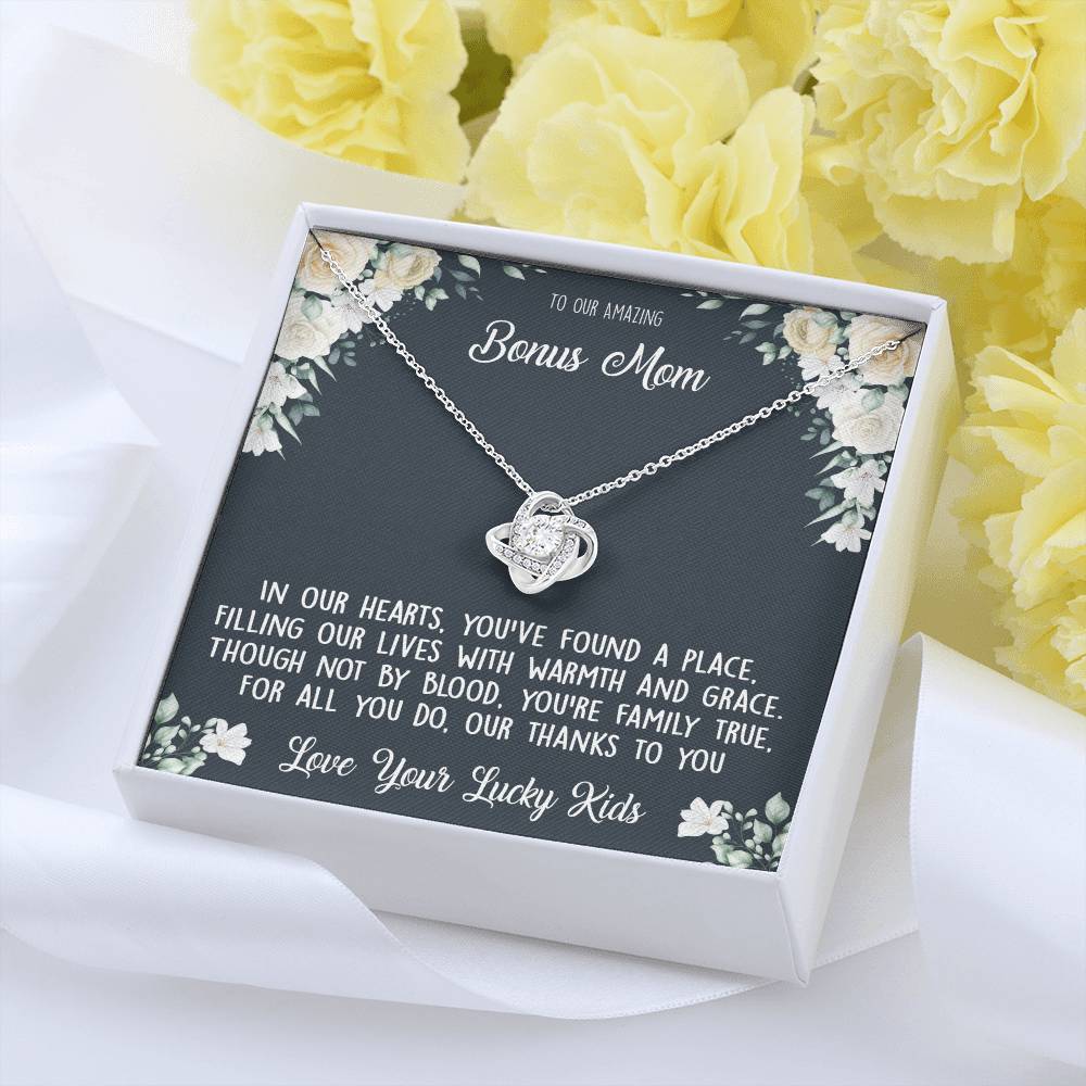 To our Amazing Bonus Mom, In our hearts - Infinite Love Necklace