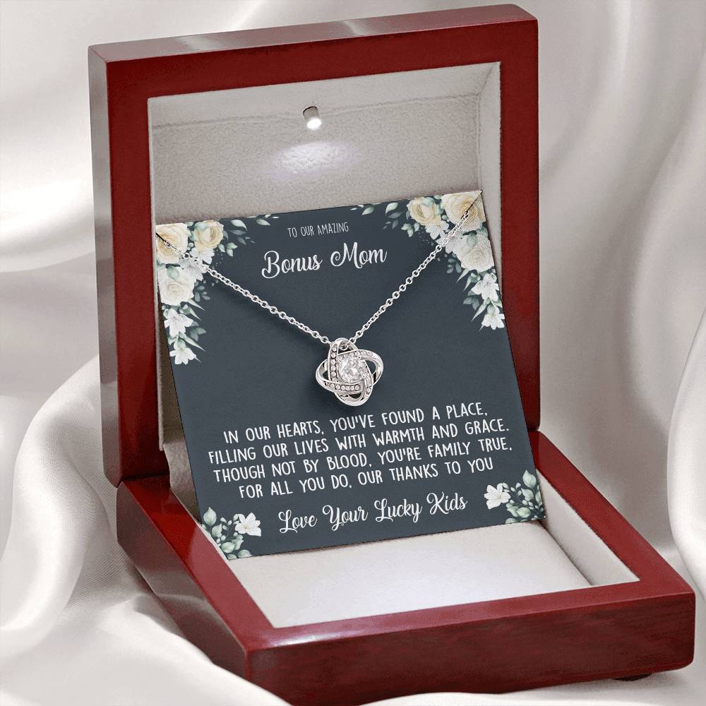 To our Amazing Bonus Mom, In our hearts - Infinite Love Necklace