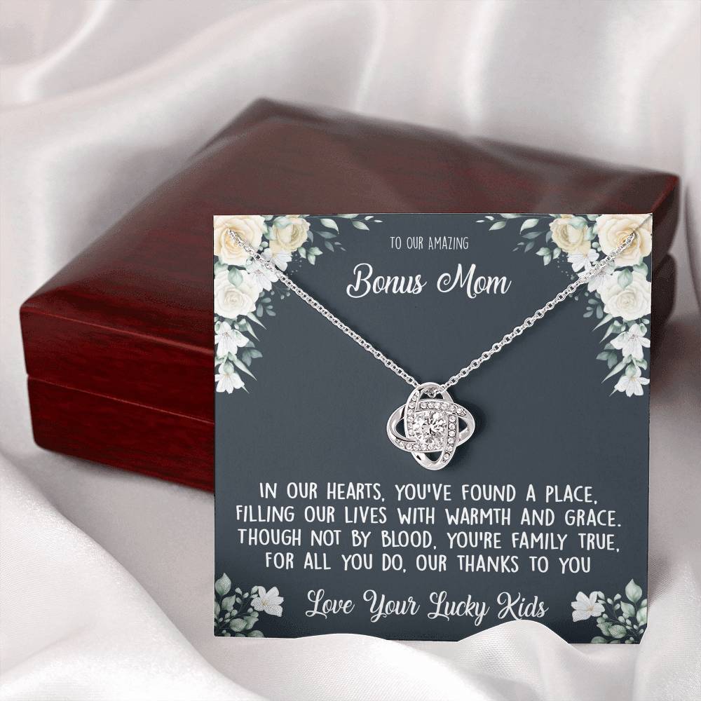 To our Amazing Bonus Mom, In our hearts - Infinite Love Necklace