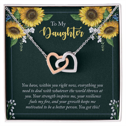 To My Daughter, You got This - Heart to Heart Necklace