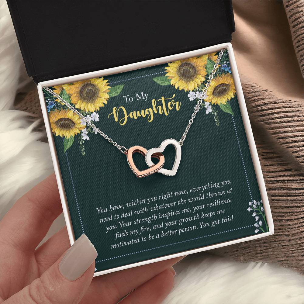 To My Daughter, You got This - Heart to Heart Necklace