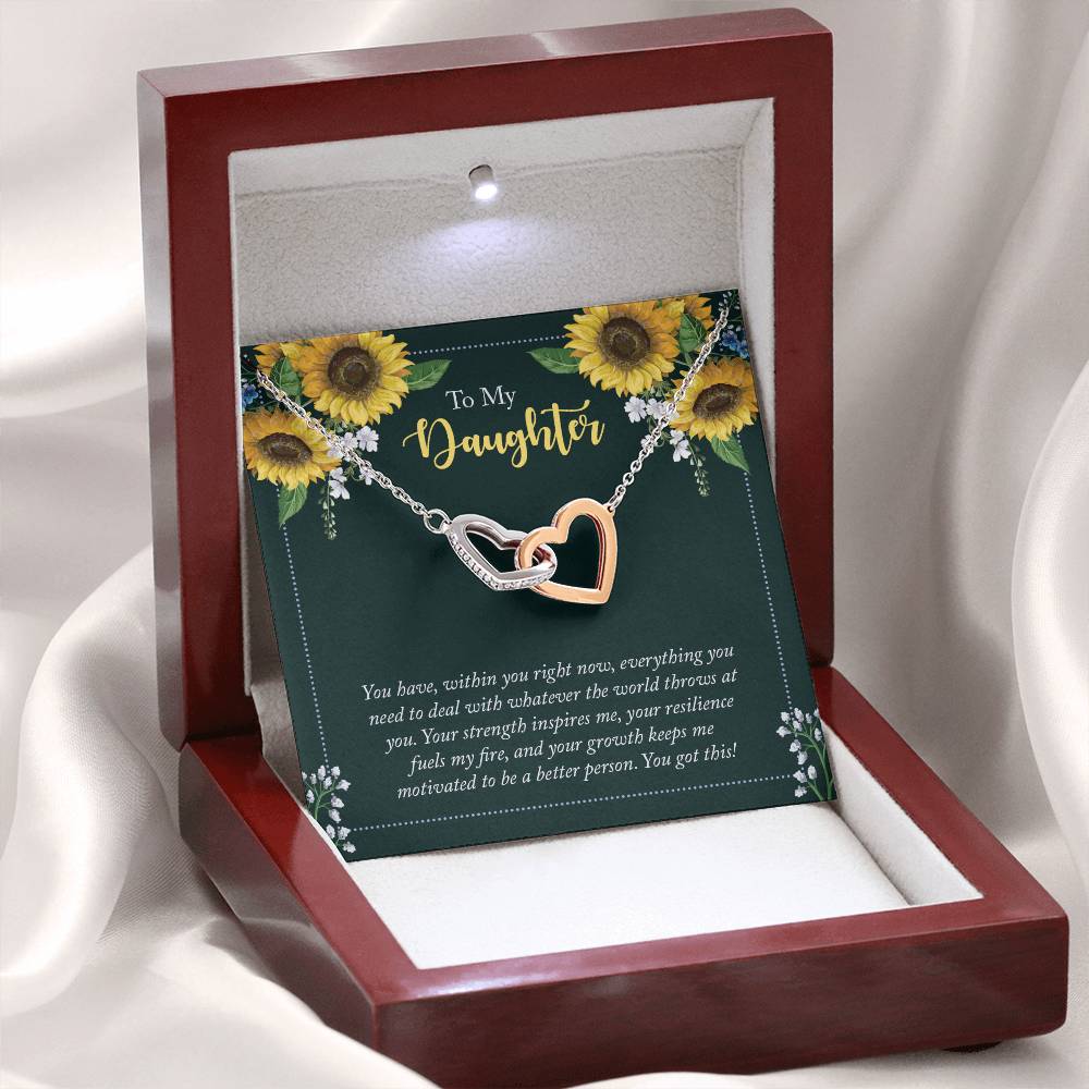 To My Daughter, You got This - Heart to Heart Necklace