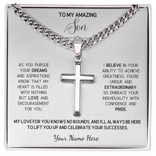 To My Amazing Son, I Believe  in Your Ability - Apex Chain with Harmony Cross Necklace