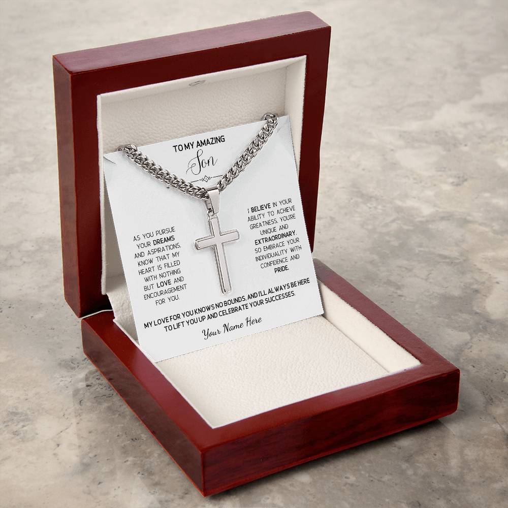 To My Amazing Son, I Believe  in Your Ability - Apex Chain with Harmony Cross Necklace