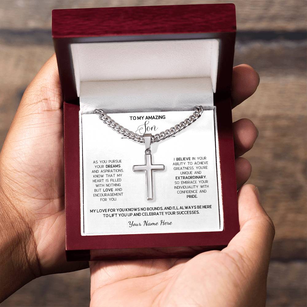 To My Amazing Son, I Believe  in Your Ability - Apex Chain with Harmony Cross Necklace