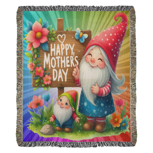 Happy Mother's Day - Rainbow Gnome - Harmony Woven Blanket