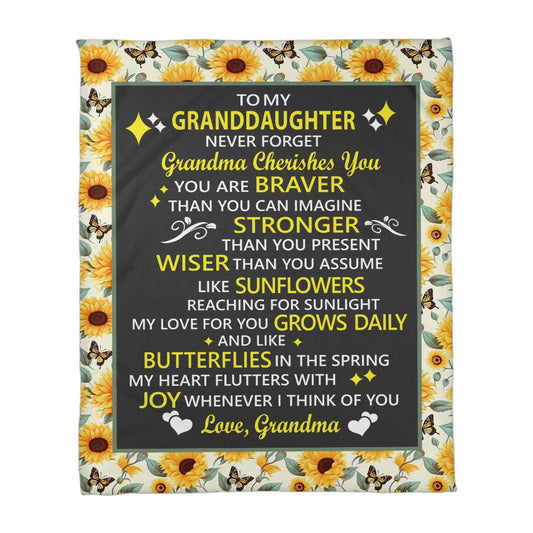 To My Granddaughter, sunflowers and Butterflies - Harmony Coral Fleece Blanket