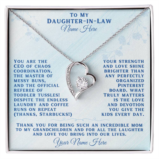 To My Daughter in Law, CEO of Chaos, Endless Devotion Necklace