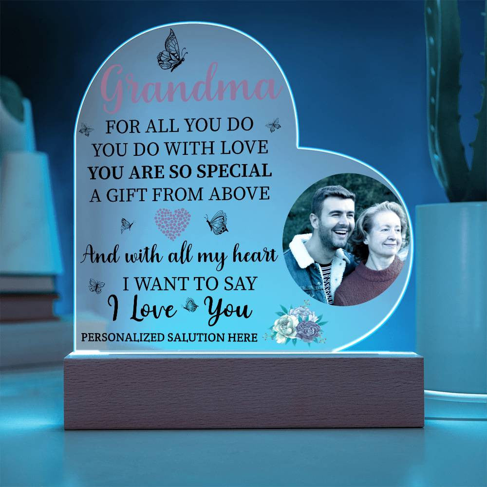 To Grandma, Personalized Harmony Acrylic Heart Plaque