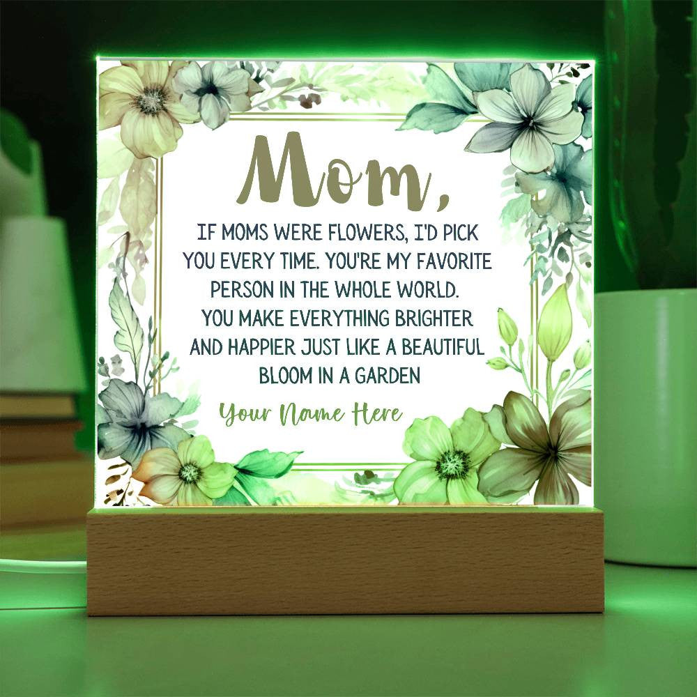 For Mom, Personalized Square LED Base Acyclic Plaque