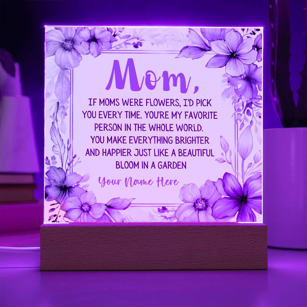 For Mom, Personalized Square LED Base Acyclic Plaque