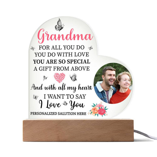 To Grandma, Personalized Harmony Acrylic Heart Plaque