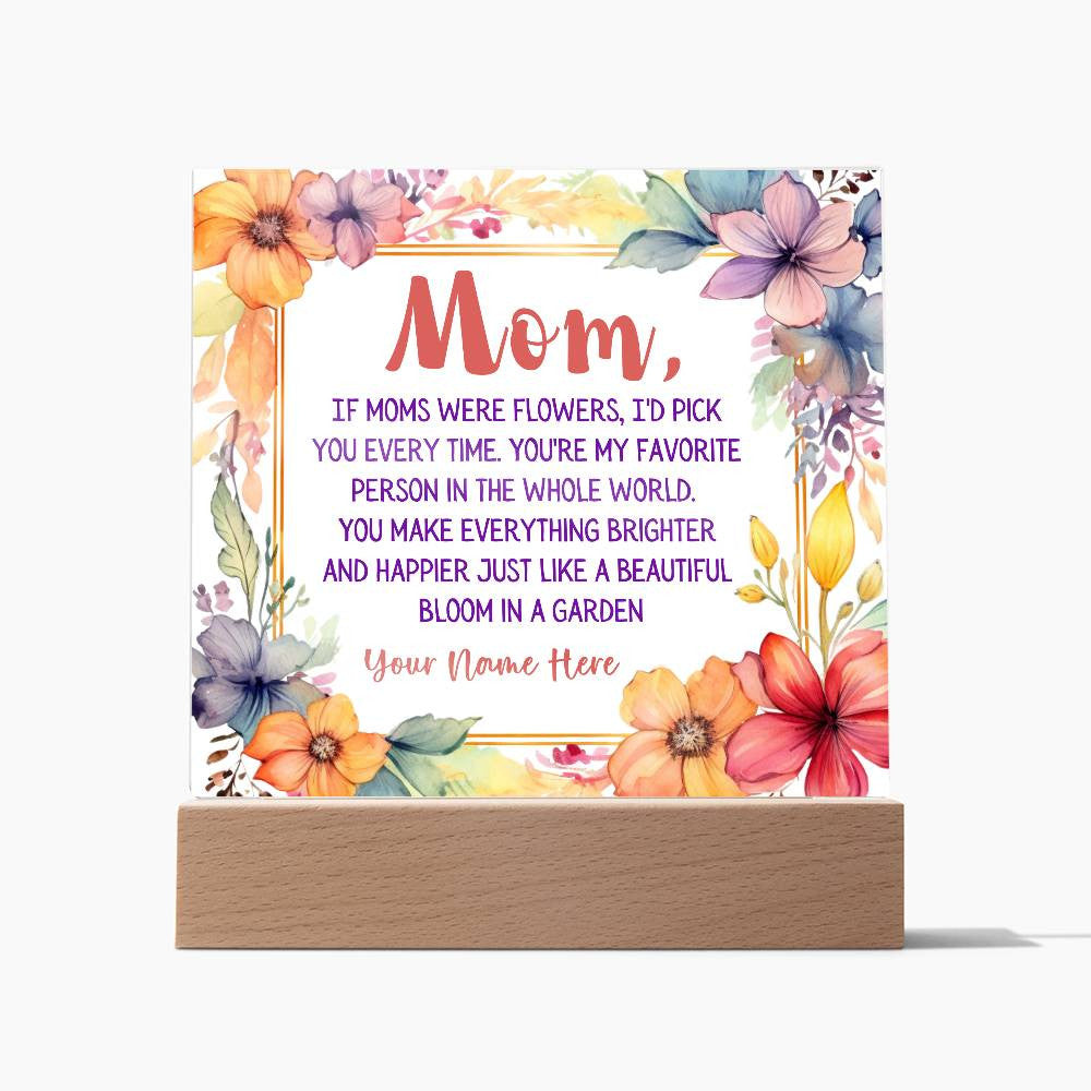 For Mom, Personalized Square LED Base Acyclic Plaque