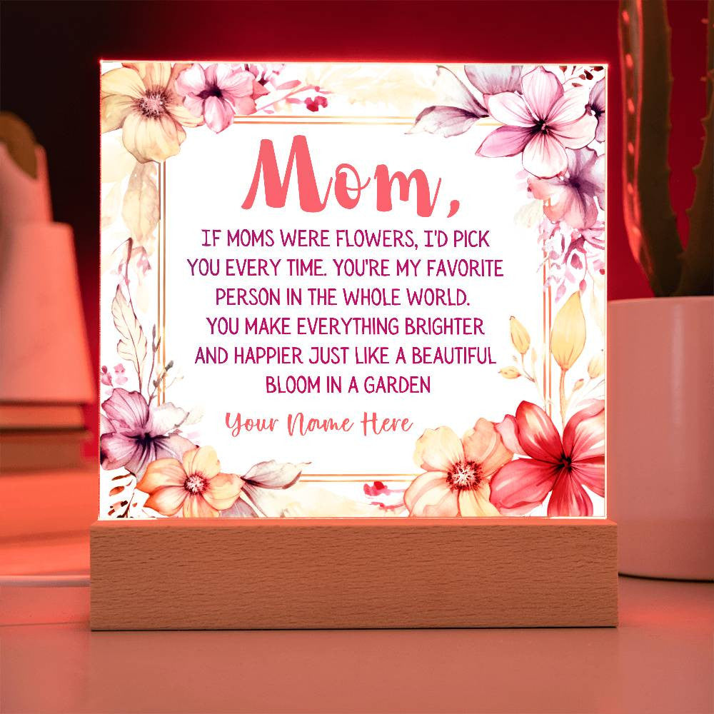 For Mom, Personalized Square LED Base Acyclic Plaque