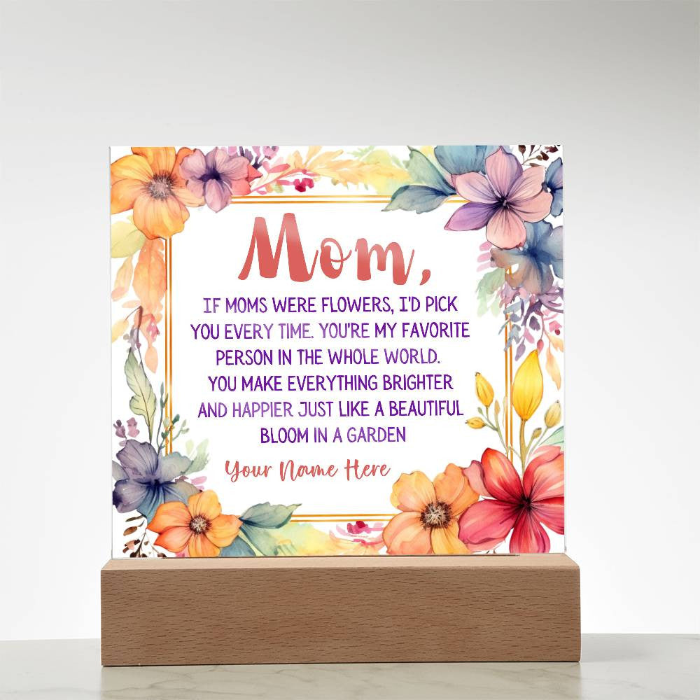 For Mom, Personalized Square LED Base Acyclic Plaque