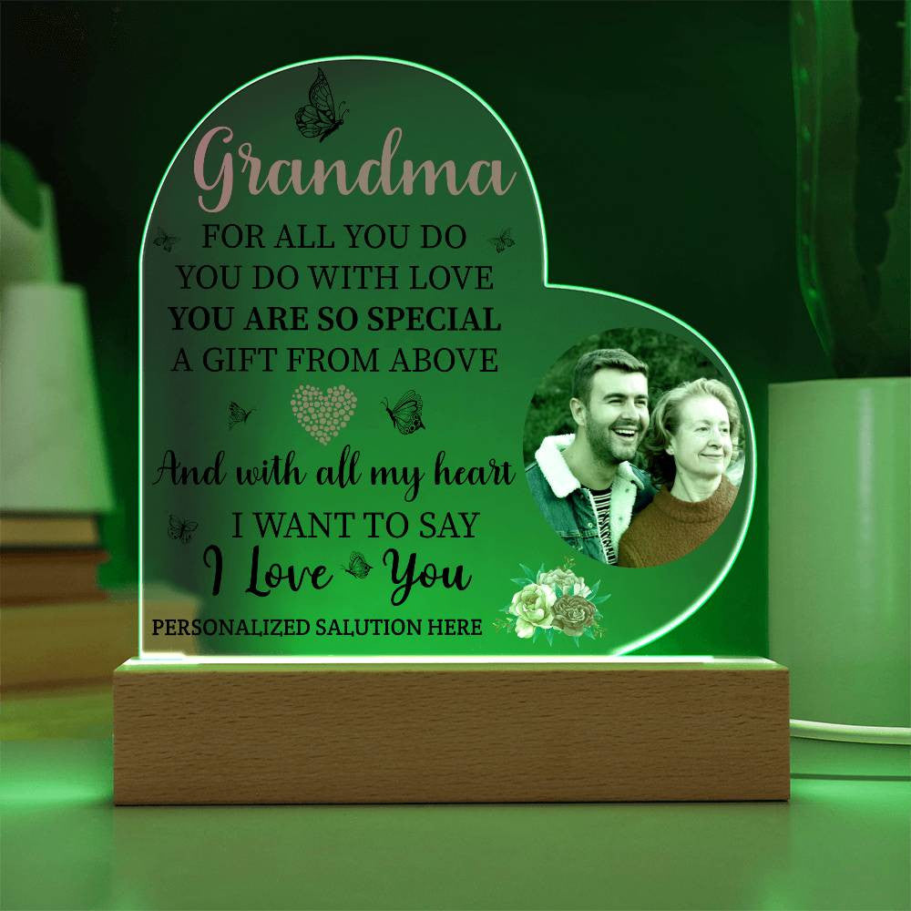 To Grandma, Personalized Harmony Acrylic Heart Plaque