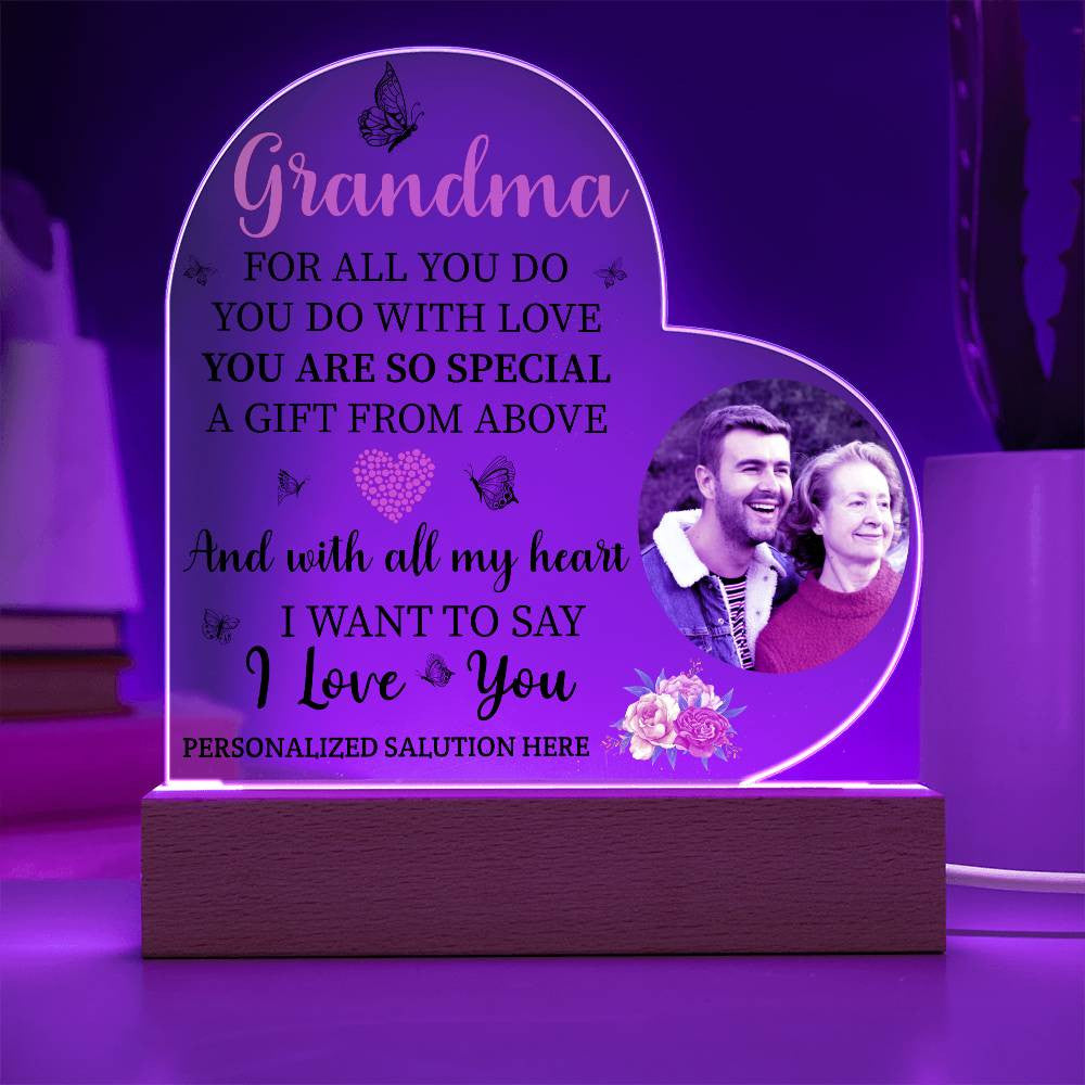 To Grandma, Personalized Harmony Acrylic Heart Plaque